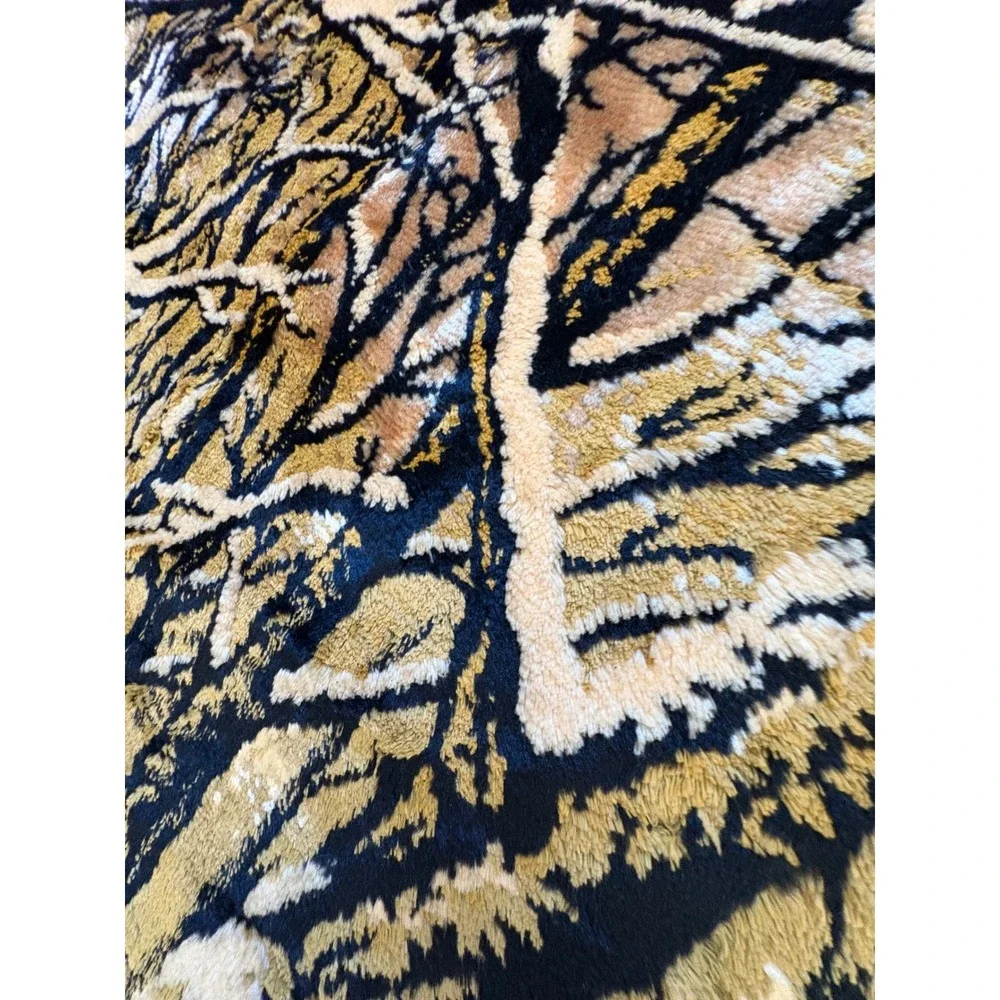 Vtg Velvet Deer Tapestry Wall Hanging Rug Buck Doe Winter Forest Scene 70 x 47" - Picture 7 of 16
